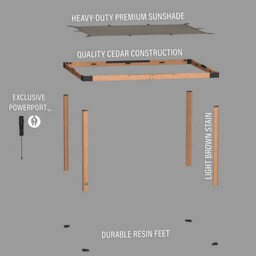 Backyard Discovery Brendan Sail Shade Cedar Wood Outdoor Patio Pergola With Canopy And Powerport 3.7M X 3.1M (12Ft X 10Ft) - thumbnail 9