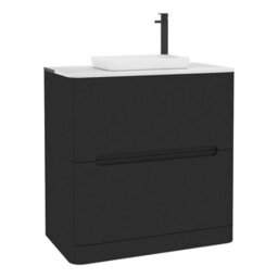 Royal Bathrooms Venice 800mm Matt Nocturne Black Freestanding Bathroom Countertop Vanity Unit 2 Drawer With Qubix Basin - thumbnail 7
