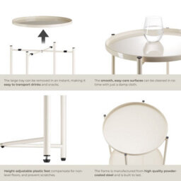 Tectake Bedside Table Oxford - Round With Removable Shelves, 45.5 X 45.5 X 53 Cm - Cream - thumbnail 4