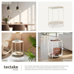Tectake Bedside Table Oxford - Round With Removable Shelves, 45.5 X 45.5 X 53 Cm - Cream - thumbnail 5
