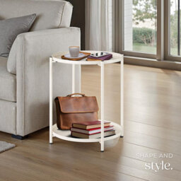 Tectake Bedside Table Oxford - Round With Removable Shelves, 45.5 X 45.5 X 53 Cm - Cream - thumbnail 7