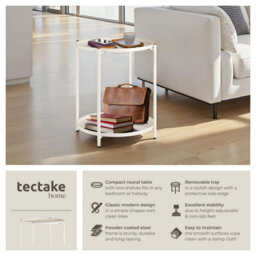 Tectake Bedside Table Oxford - Round With Removable Shelves, 45.5 X 45.5 X 53 Cm - Cream - thumbnail 2