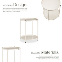 Tectake Bedside Table Oxford - Round With Removable Shelves, 45.5 X 45.5 X 53 Cm - Cream - thumbnail 3