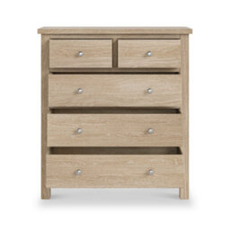 Farro Washed Oak Xl 2 Over 3 Chest Of Drawers Fully Assembled - Painted With Oak Top By Roseland Furniture - thumbnail 5