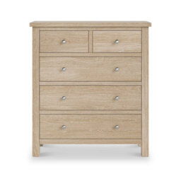 Farro Washed Oak Xl 2 Over 3 Chest Of Drawers Fully Assembled - Painted With Oak Top By Roseland Furniture - thumbnail 4