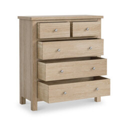 Farro Washed Oak Xl 2 Over 3 Chest Of Drawers Fully Assembled - Painted With Oak Top By Roseland Furniture - thumbnail 6