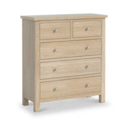 Farro Washed Oak Xl 2 Over 3 Chest Of Drawers Fully Assembled - Painted With Oak Top By Roseland Furniture