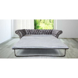 Chesterfield 3 Seater Senso Fossil Grey Fabric Sofabed In Balmoral Style - thumbnail 1