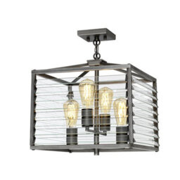 Luminosa Lighting Elstead Louvre 4 Light Pendant Gunmetal Paint Finish - thumbnail 3