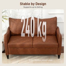Homcom Two-Seater Sofa, Modern Small Sofa With Solid Wood Legs, Brown - thumbnail 5