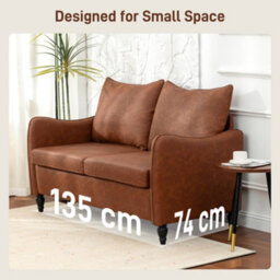 Homcom Two-Seater Sofa, Modern Small Sofa With Solid Wood Legs, Brown - thumbnail 6