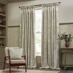 Morris & Co Acorn Multi Floral Jacquard Room Darkening Pencil Pleat Curtain Pair Stone/sage (W)168Cm X (D)229Cm - thumbnail 2