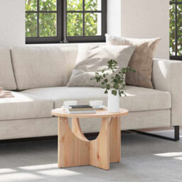 Berkfield Coffee Table Natural 50 X 50 X 35 Cm Solid Pine Wood - thumbnail 1