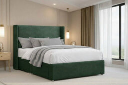 "Nexus Portofino Emerald Plush Divan Bed Base No Drawers With 54"" Floor Standing Winged Headboard 3' Single" - thumbnail 2