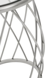 Orsina Spacious Silver Finished Glass Round Table, Luxurious Bedside Table For Bedrooms, Glass Topped Side Table - thumbnail 3