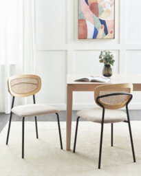 Beliani Set Of 2 Dining Chairs Mayetta Rattan Light Beige - thumbnail 2