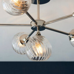 Luminosa Allegra 6 Light Multi Arm Glass Shade Semi Flush Ceiling Lamp Bright Nickel - thumbnail 5