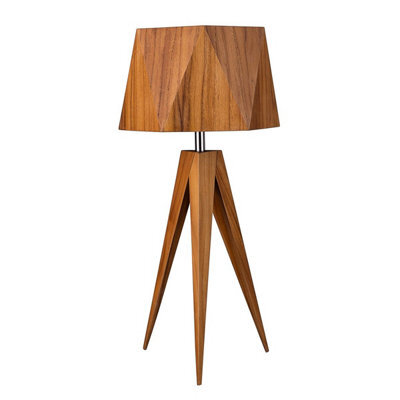 Luminosa Lighting Elstead Angular Table Lamp With Round Tapered Shade Teak - image 1