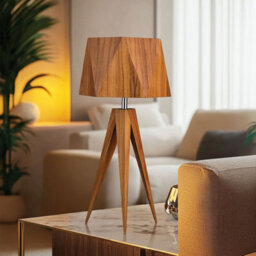 Luminosa Lighting Elstead Angular Table Lamp With Round Tapered Shade Teak - thumbnail 2