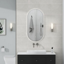 Royal Bathrooms Luton 450 X 900mm Gun Metal Grey Backlit Led Illuminated Framed Mirror With Demister Pad & Touch Sensor - Capsule - thumbnail 3