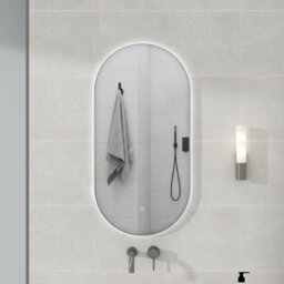 Royal Bathrooms Luton 450 X 900mm Gun Metal Grey Backlit Led Illuminated Framed Mirror With Demister Pad & Touch Sensor - Capsule - thumbnail 1