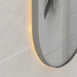 Royal Bathrooms Luton 450 X 900mm Gun Metal Grey Backlit Led Illuminated Framed Mirror With Demister Pad & Touch Sensor - Capsule - thumbnail 5