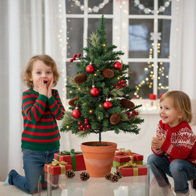 Living And Home Luxury Artificial Christmas Tree With Double-Flowering Pine Needles, 30Cm W X 68Cm H - image 1