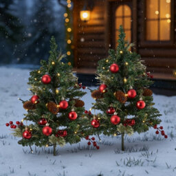 Living And Home Luxury Artificial Christmas Tree With Double-Flowering Pine Needles, 30Cm W X 68Cm H - thumbnail 2