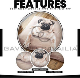 Gc Gaveno Cavailia 3D Wildlife Pug Dog 200X240 Cm Cosy Fleece Bed Throw, Extra Large Throw Blanket For Bed - thumbnail 2