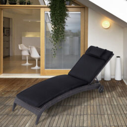 Outsunny Garden Sun Lounger Cushion Only, Recliner Pad With Pillow, Black - thumbnail 1