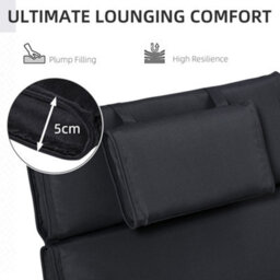 Outsunny Garden Sun Lounger Cushion Only, Recliner Pad With Pillow, Black - thumbnail 4