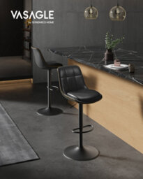 LEDREM Bar Stools Set Of 2, Height Adjustable Swivel Kitchen Stools, Quilt, Synthetic Leather Bar Chairs With Back And Footrest - thumbnail 1