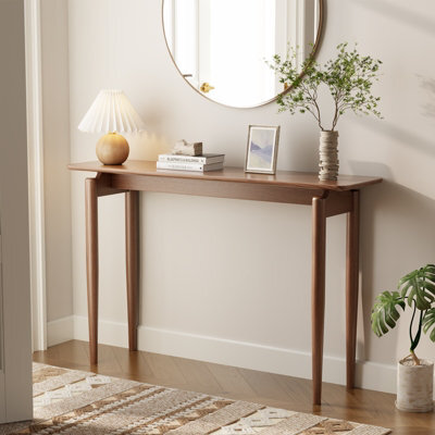 Yqjjgl Sleek Narrow Solid Wood Console Table For Hallway Living Room Walnut 120Cm - image 1