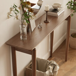 Yqjjgl Sleek Narrow Solid Wood Console Table For Hallway Living Room Walnut 120Cm - thumbnail 6