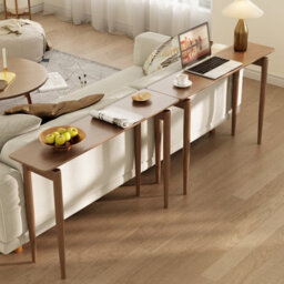 Yqjjgl Sleek Narrow Solid Wood Console Table For Hallway Living Room Walnut 120Cm - thumbnail 7