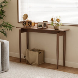 Yqjjgl Sleek Narrow Solid Wood Console Table For Hallway Living Room Walnut 120Cm - thumbnail 2