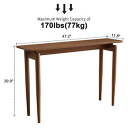 Yqjjgl Sleek Narrow Solid Wood Console Table For Hallway Living Room Walnut 120Cm - thumbnail 3