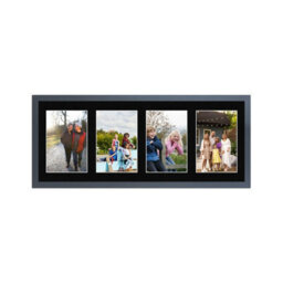 AK Frames 50X20Cm Dark Grey Sleek Multi Photo Frame With Black Mount - Holds 4 Apertures (4X) 6X4 Photos - thumbnail 1