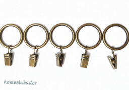 Homeelabador 30mm Metal Brass Colour Curtain Pole Rod Rings With Clips Hanging Pack Of 20 - thumbnail 2