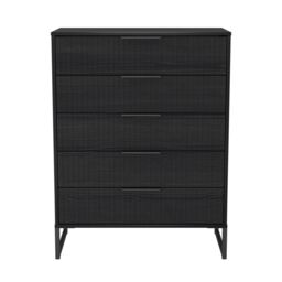 Ancona Matt Black Ash 5 Drawer Chest (H)1008mm (W)765mm (D)395mm - thumbnail 2