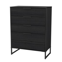 Ancona Matt Black Ash 5 Drawer Chest (H)1008mm (W)765mm (D)395mm - thumbnail 3