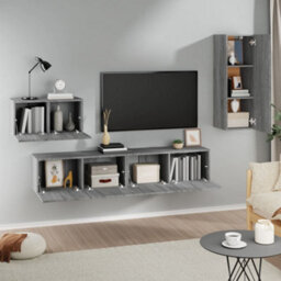 Berkfield 4 Piece Tv Cabinet Set Grey Sonoma Engineered Wood - thumbnail 3
