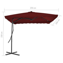 Berkfield Elegant Outdoor Parasol With Steel Pole Bordeaux Red 250X250X230 Cm - thumbnail 6