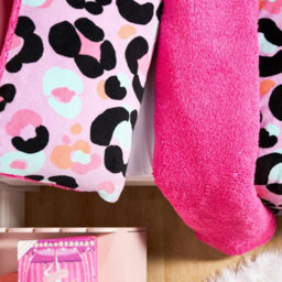 OHS Leopard Sherpa Fleece Reversible Duvet Cover Set With Pillowcase, Single - Lilac - thumbnail 3