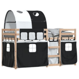 Berkfield Bunk Bed Without Mattress White&black 90X200 Cm Solid Wood Pine - thumbnail 4