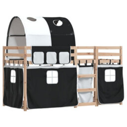 Berkfield Bunk Bed Without Mattress White&black 90X200 Cm Solid Wood Pine - thumbnail 3