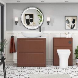 Royal Bathrooms Royal Bathroom Elmore 800mm Terracotta Clay Freestanding Bathroom Vanity Unit 2 Drawer Plain White Worktop With Cesar Basin - thumbnail 5