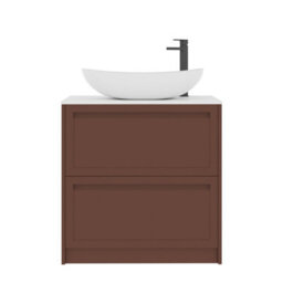 Royal Bathrooms Royal Bathroom Elmore 800mm Terracotta Clay Freestanding Bathroom Vanity Unit 2 Drawer Plain White Worktop With Cesar Basin - thumbnail 7