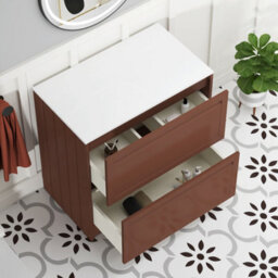 Royal Bathrooms Royal Bathroom Elmore 800mm Terracotta Clay Freestanding Bathroom Vanity Unit 2 Drawer Plain White Worktop With Cesar Basin - thumbnail 6