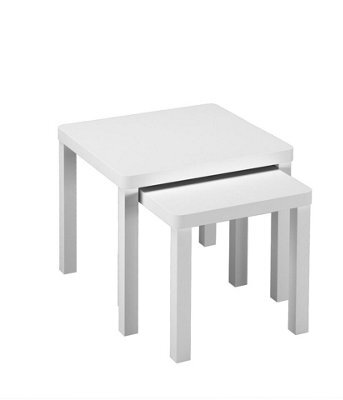 Urbn-Living Urbnliving Set Of 2 Square Wooden Nesting Stacking Coffee Side Tables Living Room Furniture, White - image 1